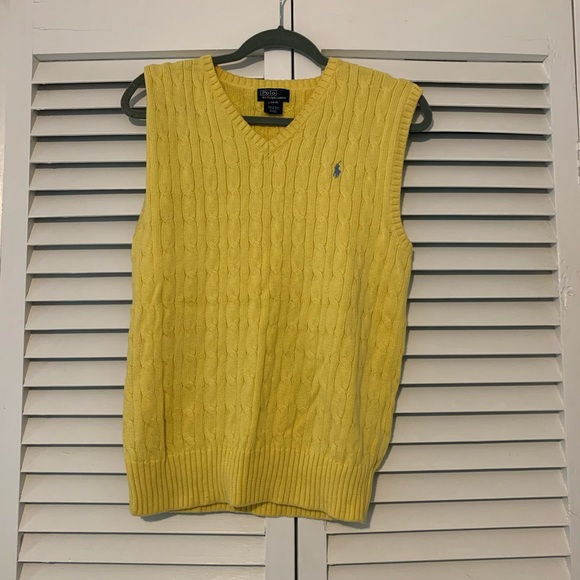 yellow polo sweater vest